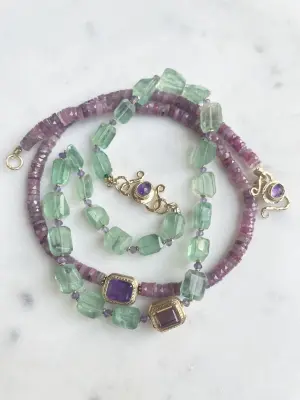 Nouveau ! ROOM SERVICE JEWELRY Collier Maldives Apatite Améthyste Lagon — photo 6