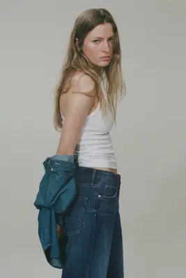 Wide High Waist Jeans - Bleu denim foncé — photo 2