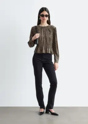 Blouse à smocks - Beige/Imprimé léopard — photo 1