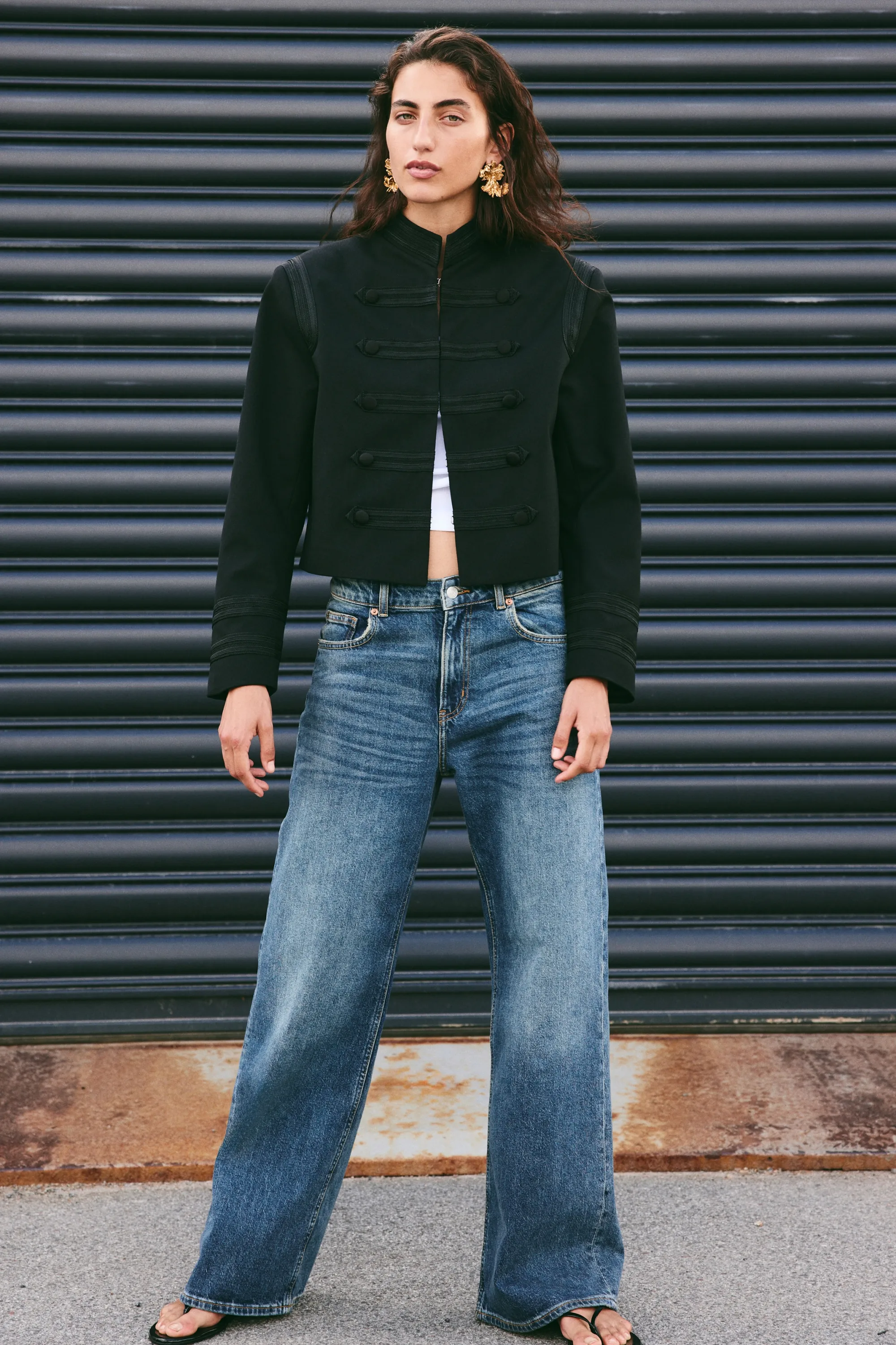 Wide High Waist Jeans - Bleu denim foncé