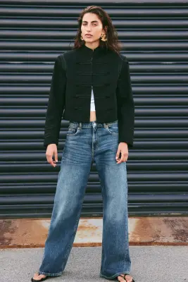 Wide High Waist Jeans - Bleu denim foncé — photo 1