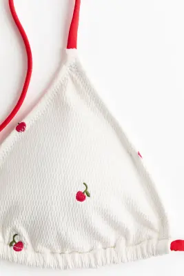 Haut de maillot triangle paddé - Crème/cerises — photo 3