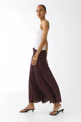 Jupe maxi en satin - Marron foncé — photo 2