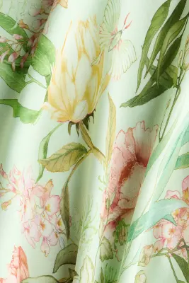 Jupe imprimée en viscose - Vert clair/fleuri — photo 3