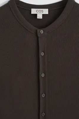 CARDIGAN EN COTON CÔTELÉ SLIM - BRUN — photo 5