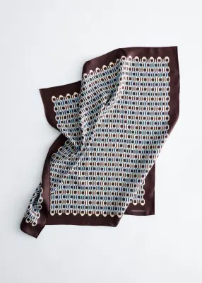 Foulard en soie imprimée - Bleu / Marron — photo 2
