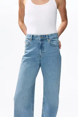 Wide High Waist Jeans - Bleu denim clair — photo 3