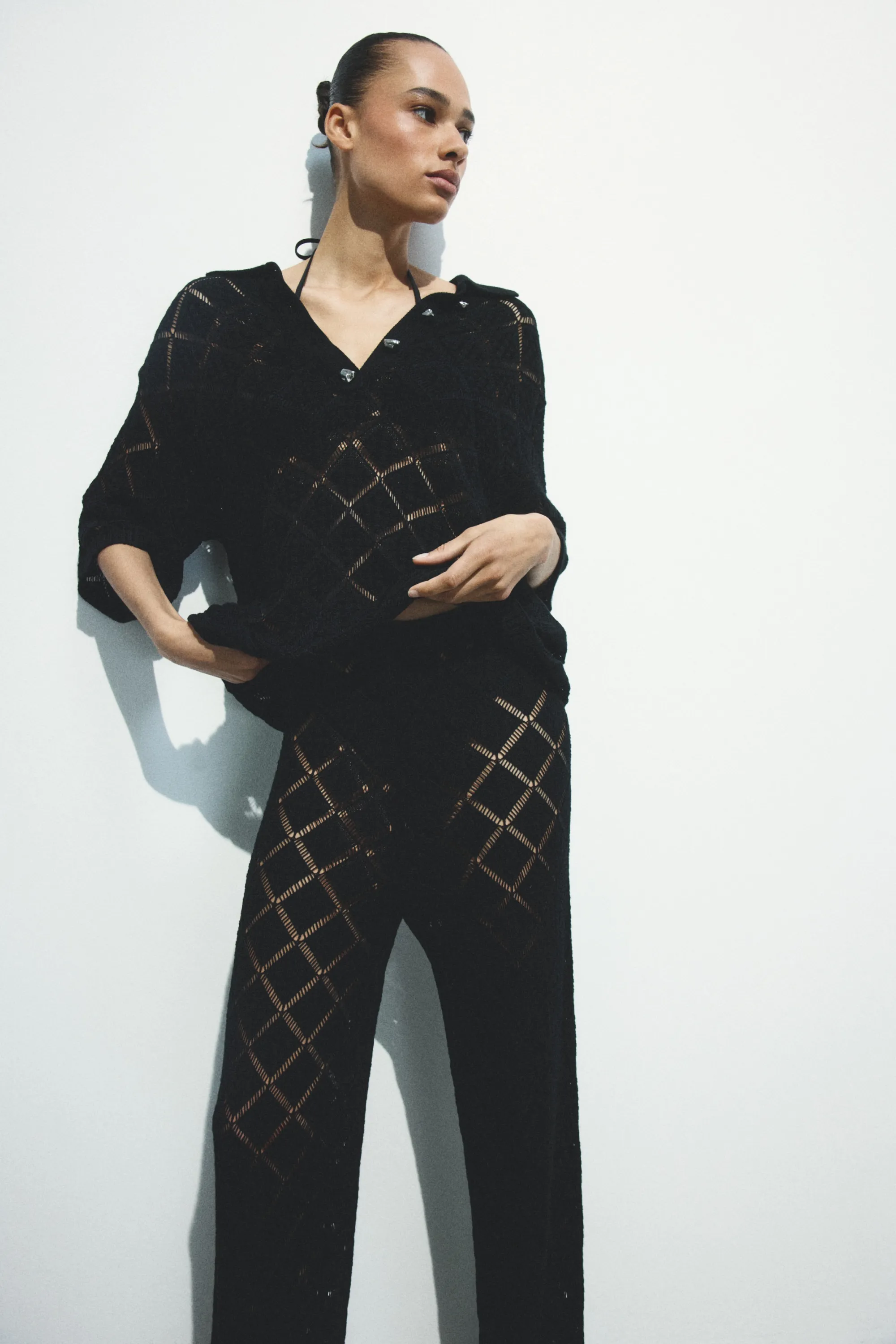 Pantalon façon crochet - Noir