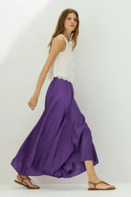 Jupe évasée en viscose mélangée - Violet — photo 2