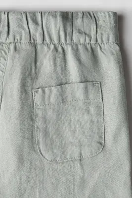 Pantalon en lin - Vert kaki clair — photo 2