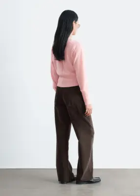 Cardigan style corset côtelé en laine - Rose clair — photo 5