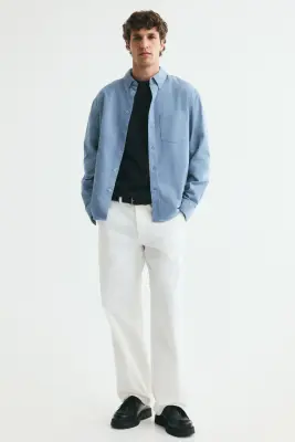 Chemise Regular Fit en velours côtelé - Bleu clair — photo 2