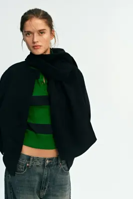 Veste avec détail façon écharpe - Noir — photo 2