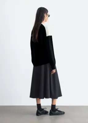 Pull oversize en maille - Écru/Noir — photo 5
