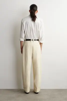 PANTALON BARREL WORKWEAR EN COTON - BEIGE CLAIR — photo 2