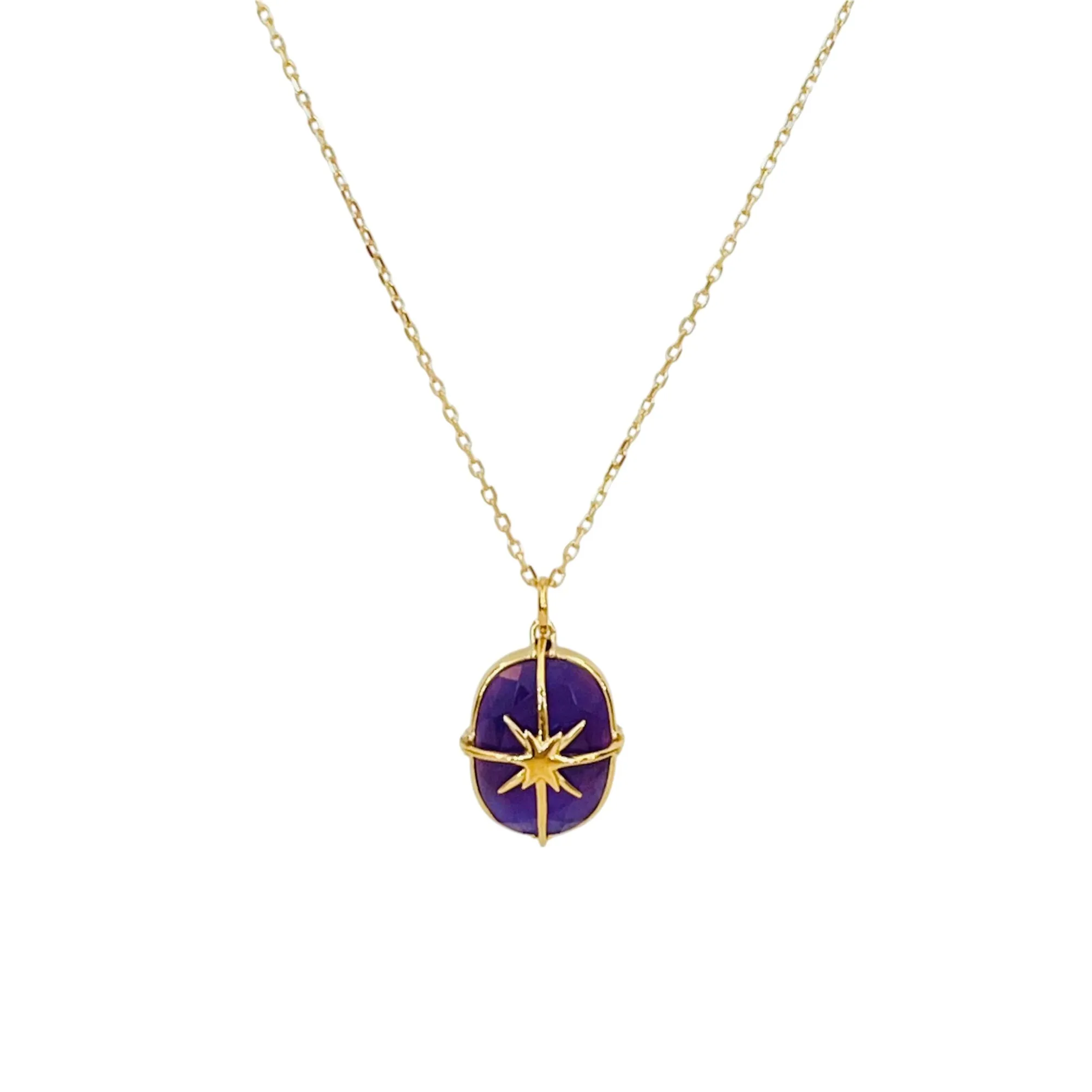 Collier avec pendentif améthyste étoile  - Au fil de Lo