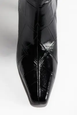 Bottes à talon avec tige de hauteur genou - Noir — photo 1