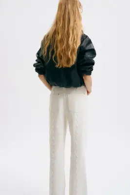 Flared Regular Waist Jeans - Crème — photo 3