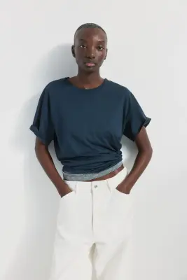 T-shirt en coton - Bleu canard — photo 2