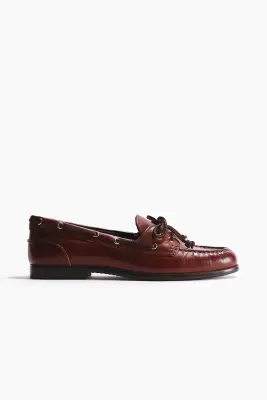 Chaussures de pont en cuir - Marron foncé — photo 1