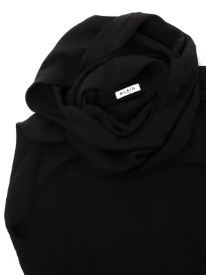 Robe Hiver 2022 sans manche en crêpe noir à capuche Prix boutique 2000€ Taille 36 — photo 5