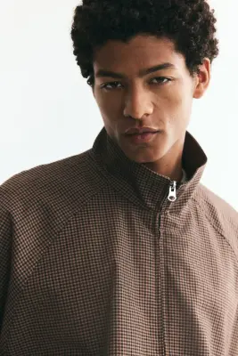 Veste style Harrington - Marron/motif pied-de-poule — photo 2