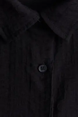 Chemise froissée en viscose mélangée - Noir — photo 3