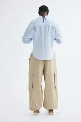 Blouse à col droit - Bleu clair/rayé — photo 2
