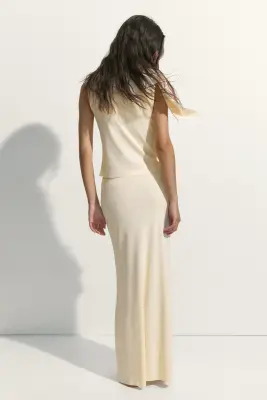 Jupe maxi à effet drapé - Jaune clair — photo 4