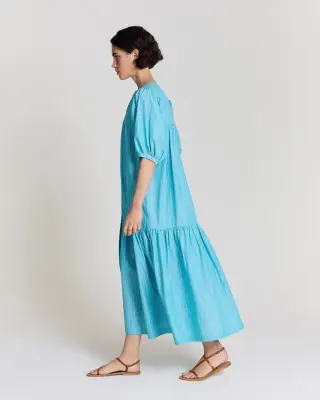Robe Nicoletta rayures turquoise — photo 3