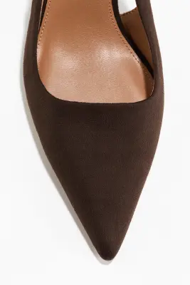 Escarpins à bride arrière avec talon kitten heel - Marron foncé — photo 3