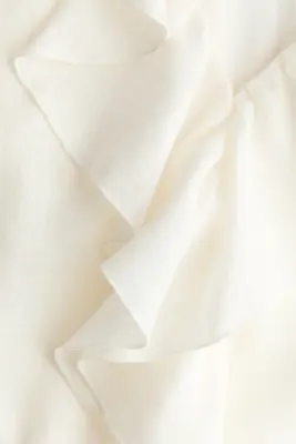 Blouse volantée en coton mélangé - Crème — photo 3