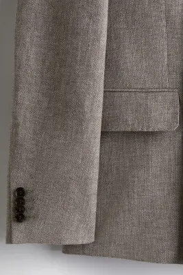 Veste croisée Relaxed Fit en lin mélangé - Beige — photo 1