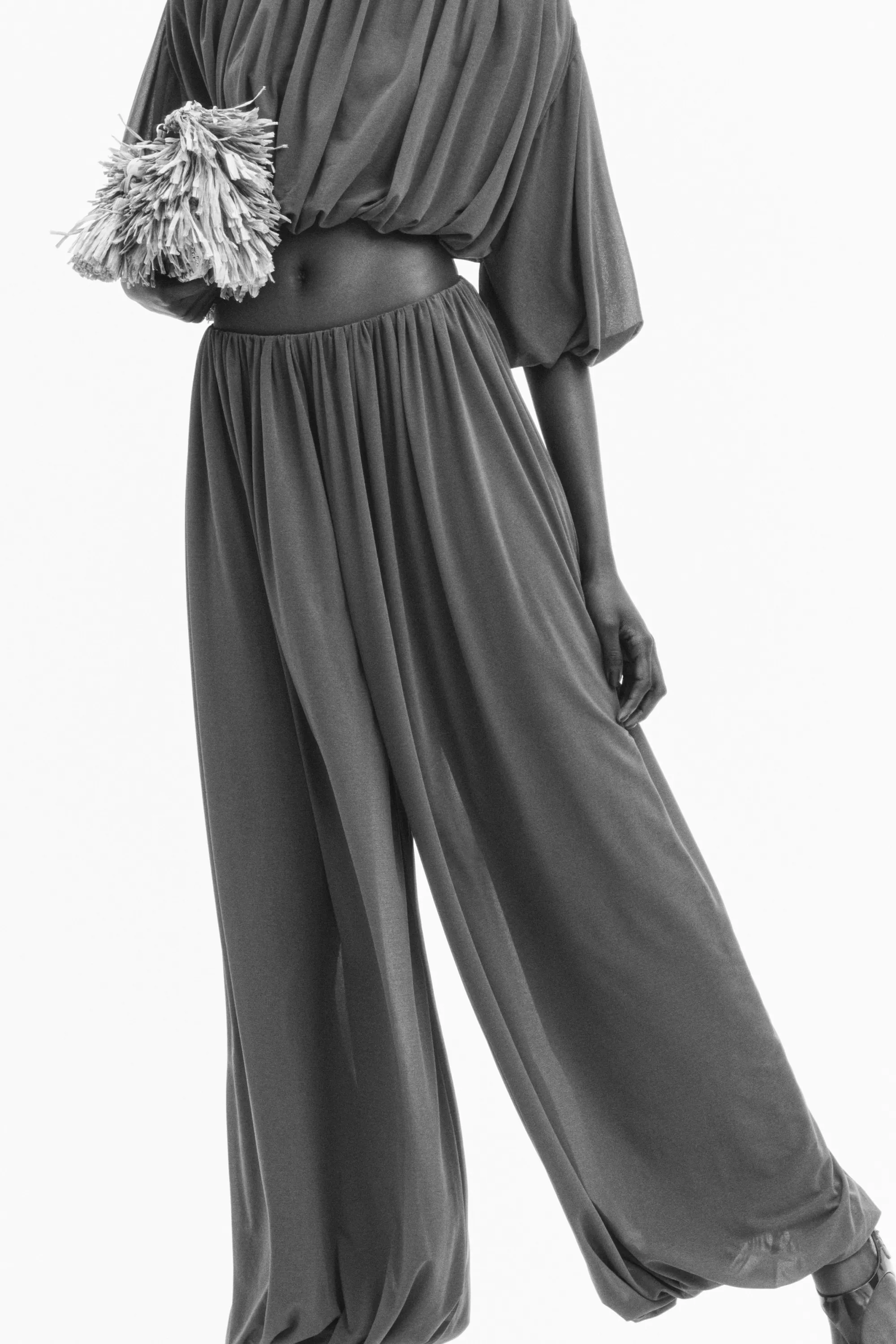 Pantalon ballon à effet drapé - Marron
