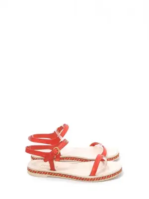 Sandales plates en cuir blanc et rouge et chaine dorée Prix boutique 950€ Taille 38 — photo 1