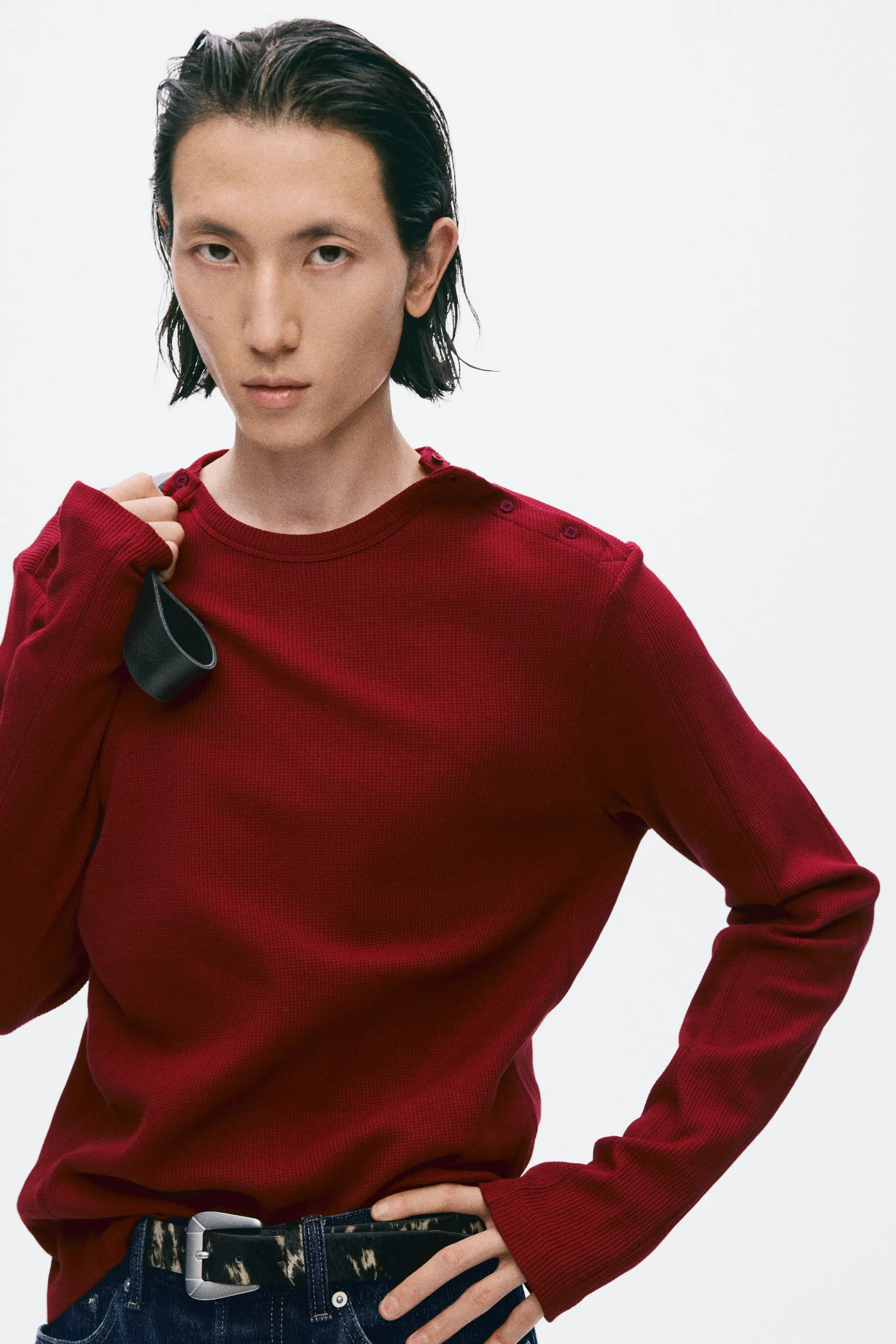 T-shirt Slim Fit en coton - Rouge