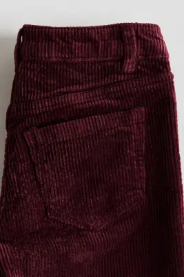 Pantalon large en velours de coton côtelé - Rouge foncé — photo 3