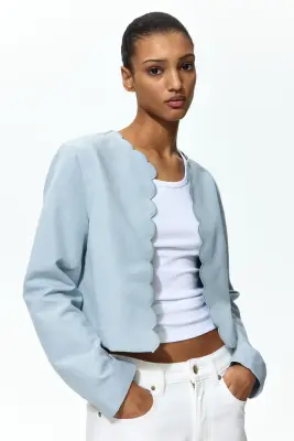 Veste à bords festonnés - Turquoise ancien clair — photo 2