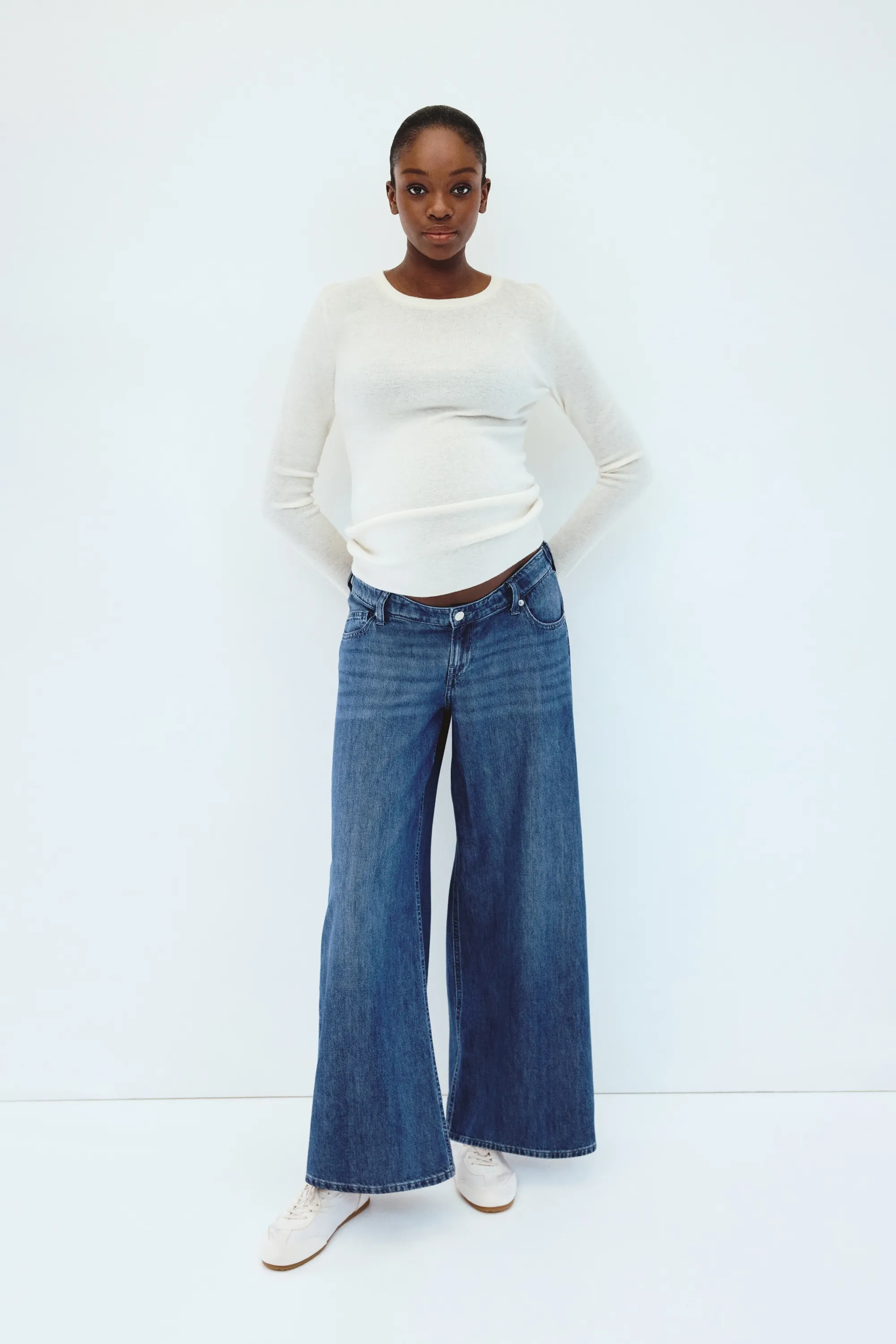 MAMA Wide Low Jeans - Bleu denim