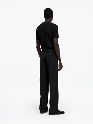 Pantalon tailleur large en laine - Charbon — photo 3