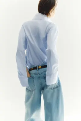 Chemise à col droit - Bleu clair/rayé — photo 2