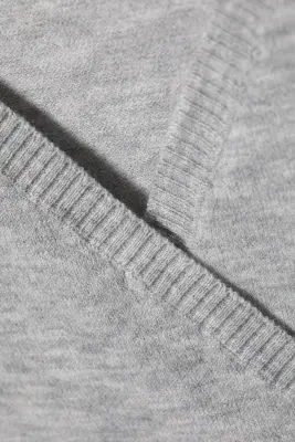 Cardigan cache-cœur en maille col V - Gris chiné — photo 4