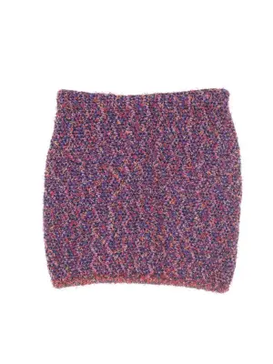 Mini jupe moulante en tweed rose, bleu violet et doré pailleté Prix boutique 3800€ Taille 34 — photo 4