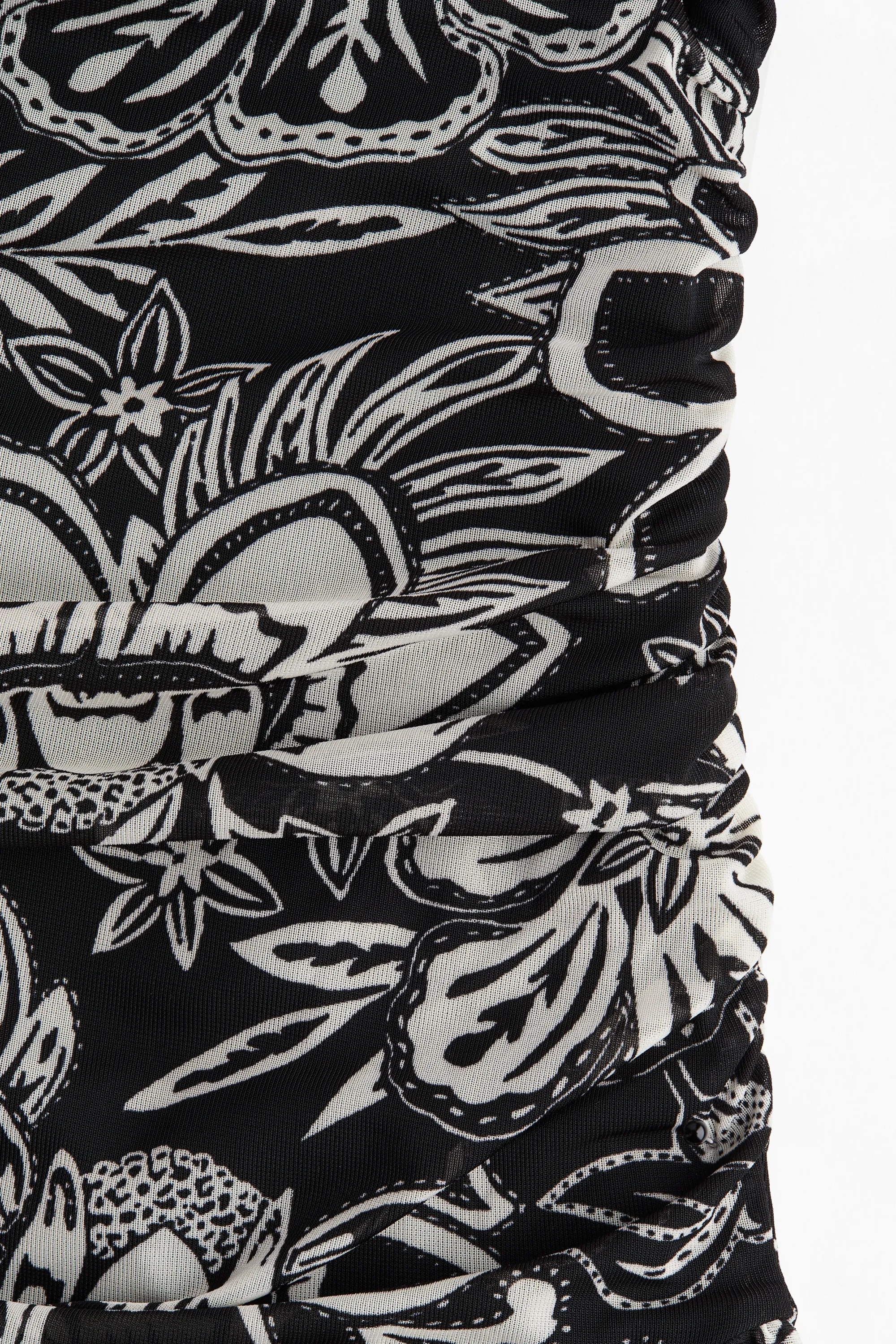 Robe asymétrique à effet drapé - Noir/fleuri