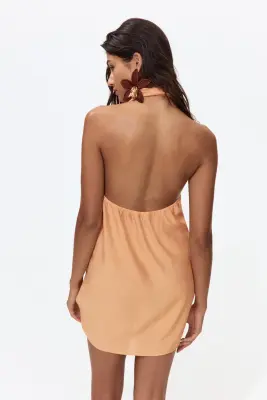 Robe de plage croisée avec dos nu - Orange clair — photo 2