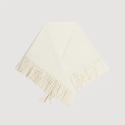 Foulard triangle en laine à franges