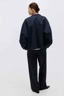 Veste oversize en twill - Bleu marine — photo 4
