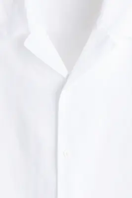 Chemise Relaxed Fit en lin mélangé avec col cubain - Blanc — photo 5