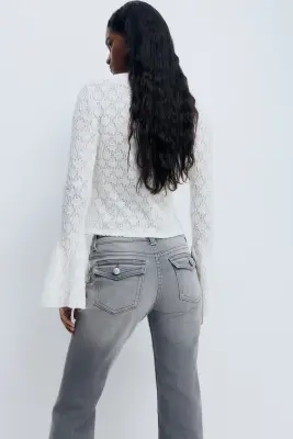 Flared Low Jeans - Gris denim — photo 2
