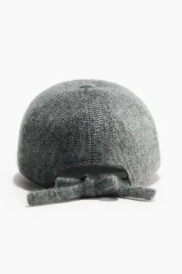 Casquette en maille de mohair mélangé - Gris chiné — photo 1